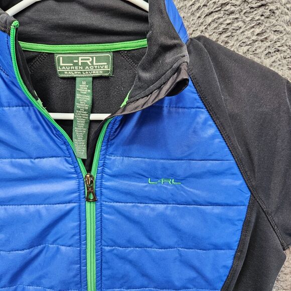 Lauren Active Ralph Lauren Quilted Jacket Women Size Medium Blue Black - Picture 2 of 8